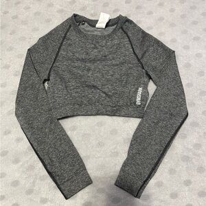 Gymshark Women's Charcoal Long Sleeve Crop Top